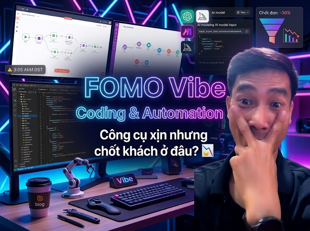 FOMO Vibe Coding & Automation: Công cụ xịn nhưng chốt khách ở đâu?
